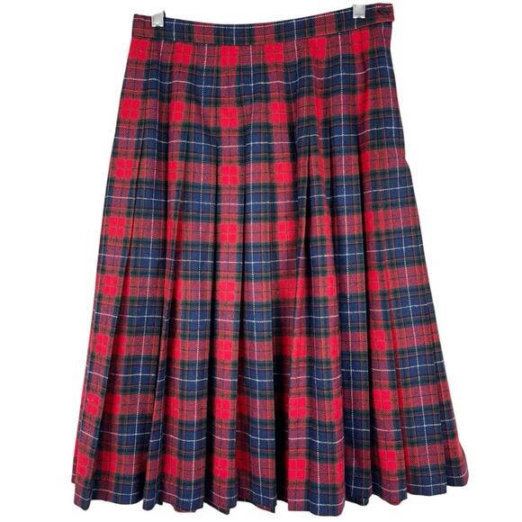 Pendleton Dresses & Skirts - Vintage Pendleton Virgin Wool Manson Tartan Pleated Midi Skirt Knife Pleat Red 8